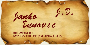 Janko Dunović vizit kartica